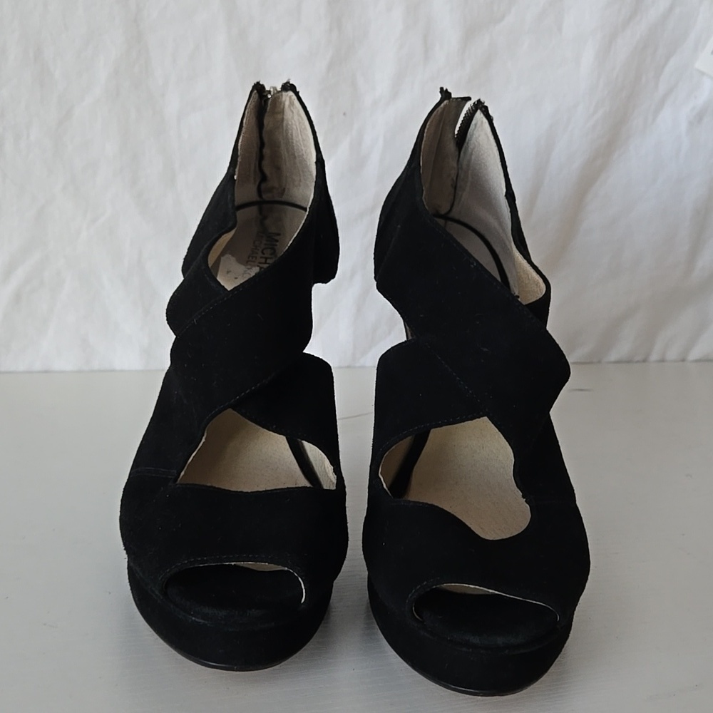 Michael Michael Kors Elena Elegant Black Criss Cross High Heels NYE Party 10M - Picture 2 of 11